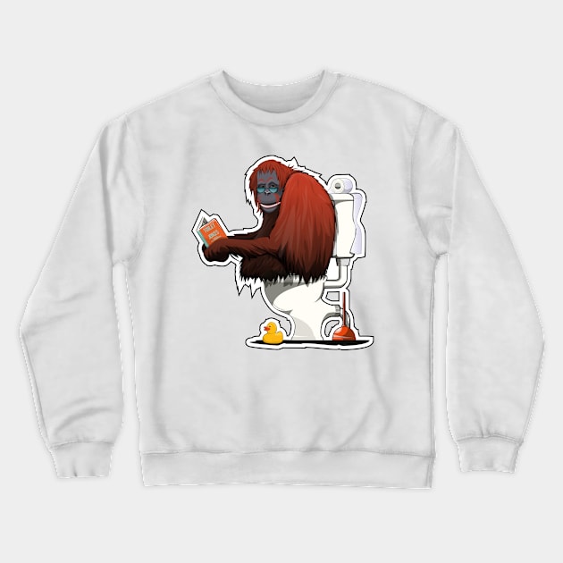 Orangutan on the Toilet Crewneck Sweatshirt by InTheWashroom